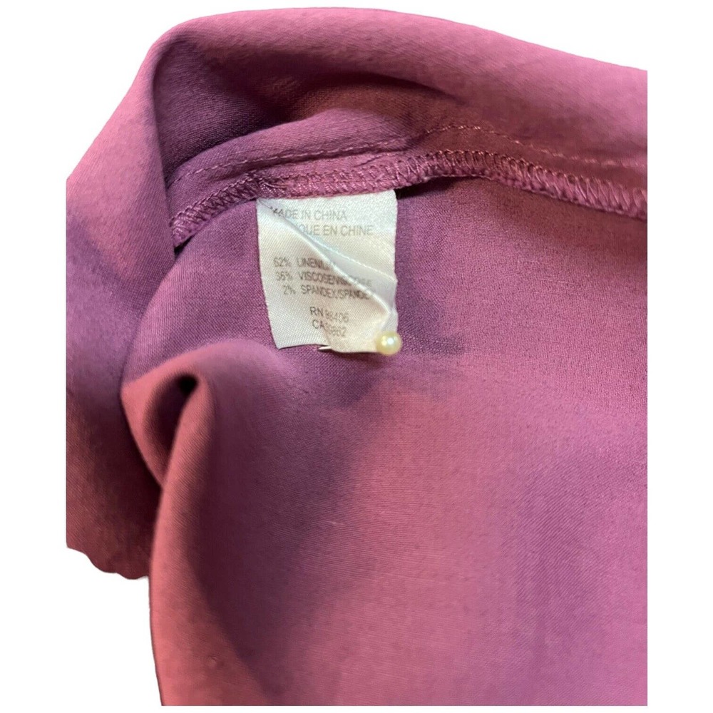 Theory Linen Spaghetti Strap V Neck Fit Flare Lattice Pockets Dress Plum 2 - Picture 11 of 13